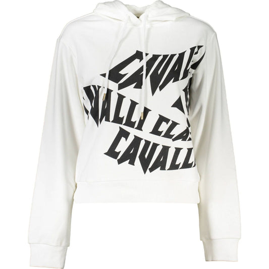 Cavalli Class Elegant White Hooded Sweatshirt Cavalli Class