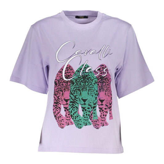 Elegant Purple Slim Fit Tee with Chic Print