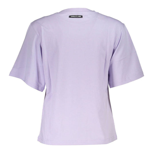 Cavalli Class Elegant Purple Slim Fit Tee with Chic Print Cavalli Class