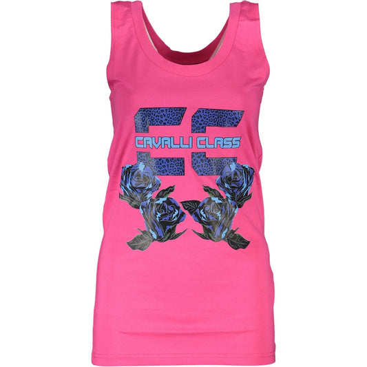 Chic Pink Printed Tank Top with Logo