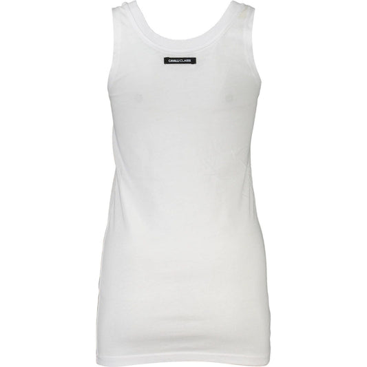 Chic White Cotton Tank Top with Iconic Print