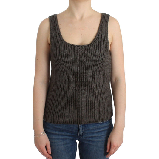 Ermanno Scervino Chic Gray Knit Crew Neck Top gray-knit-top-knitted-sweater-merino-wool