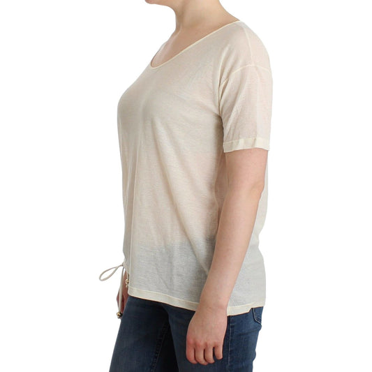 Ermanno Scervino Elegant White Cotton Short Sleeve Blouse beachwear-white-t-shirt-top-blouse