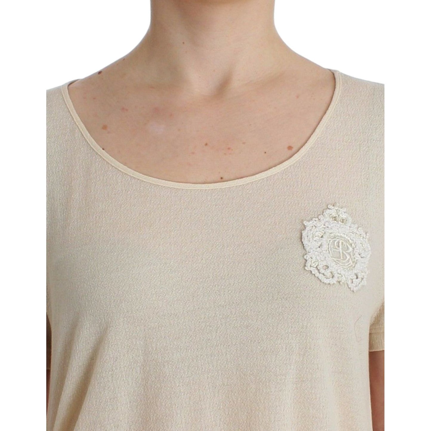 Ermanno Scervino Elegant White Maxi Cotton T-Shirt beachwear-white-maxi-t-shirt-top-blouse