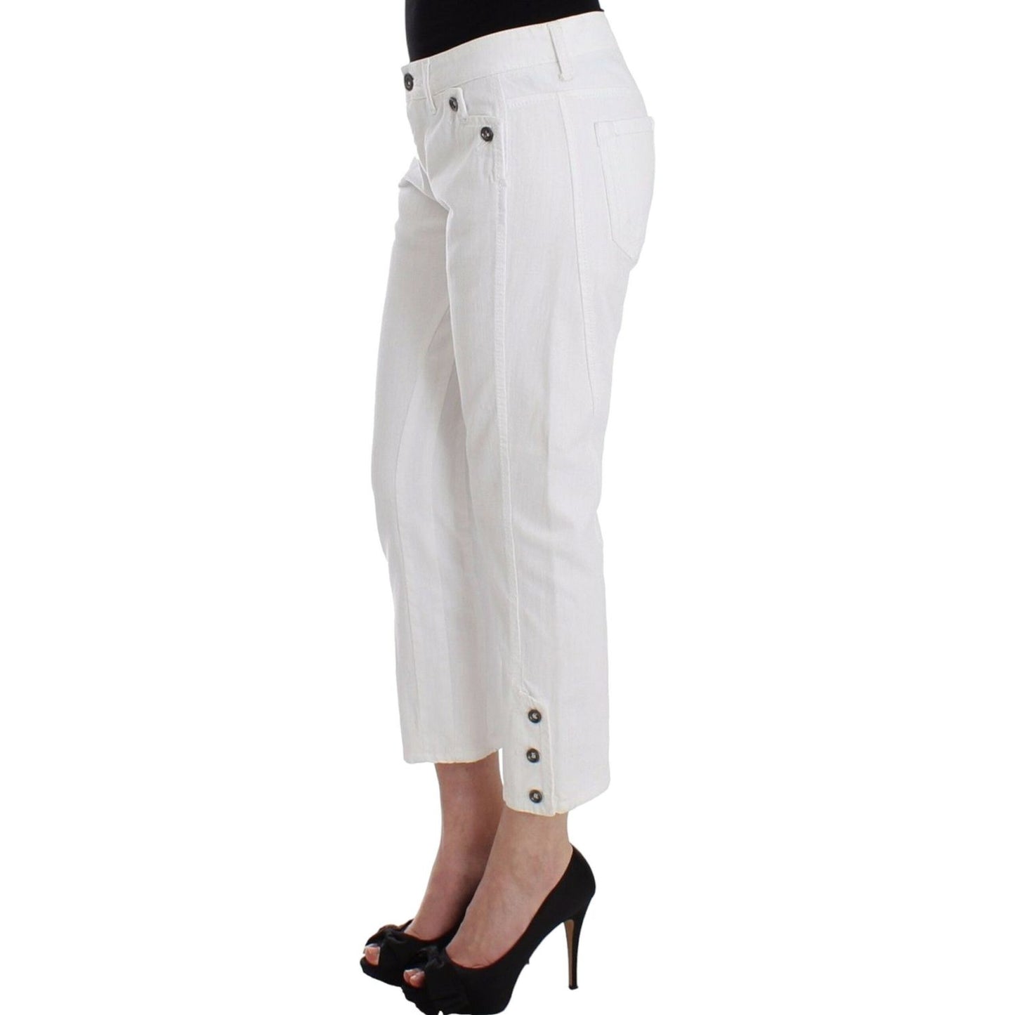Ermanno Scervino | Chic White Cropped Jeans for Sophisticated Style| McRichard Designer Brands   