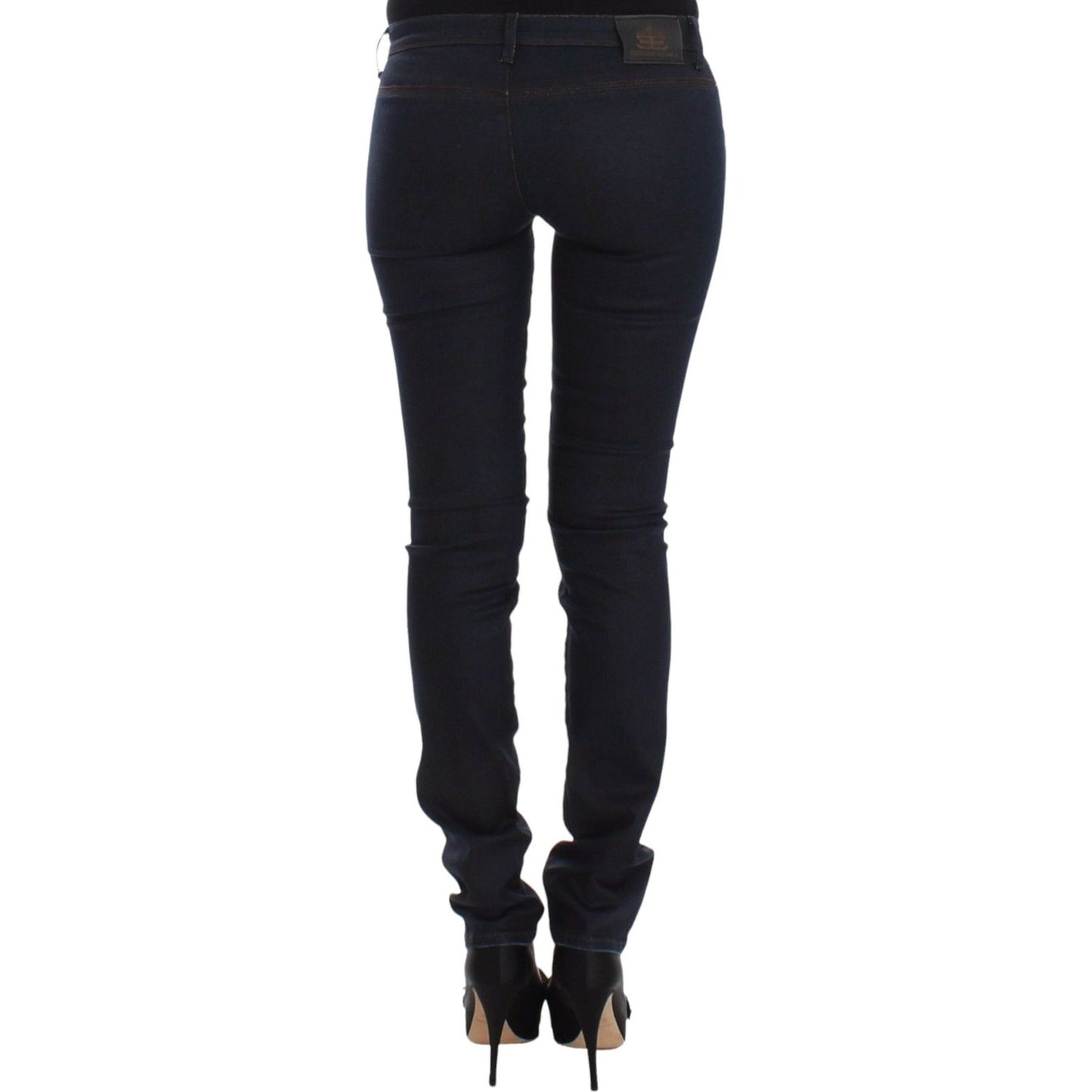 Ermanno Scervino Chic Dark Blue Slim Jeans for Elegant Style blue-slim-jeans-denim-pants-skinny-leg-stretch