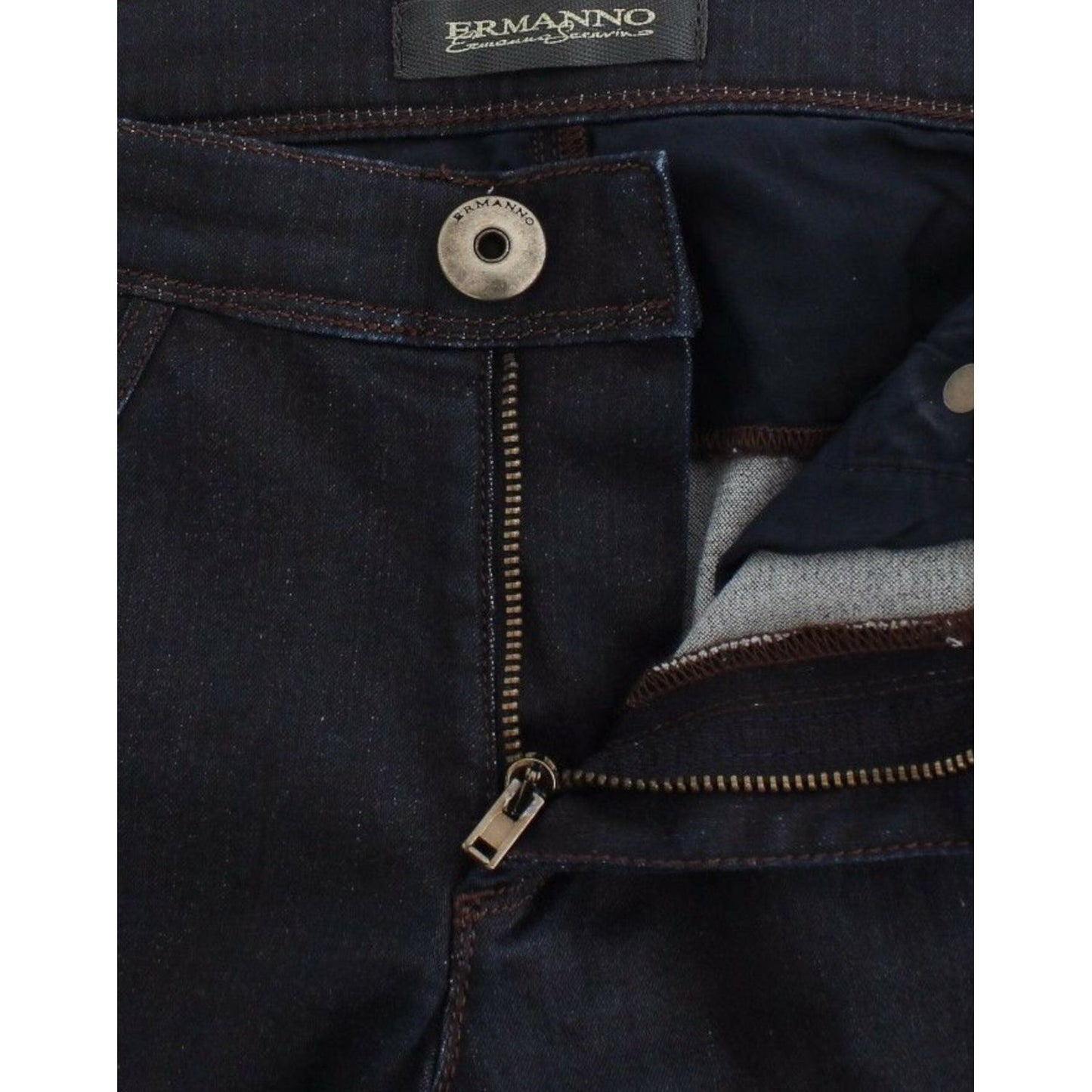Ermanno Scervino Chic Dark Blue Slim Jeans for Elegant Style blue-slim-jeans-denim-pants-skinny-leg-stretch