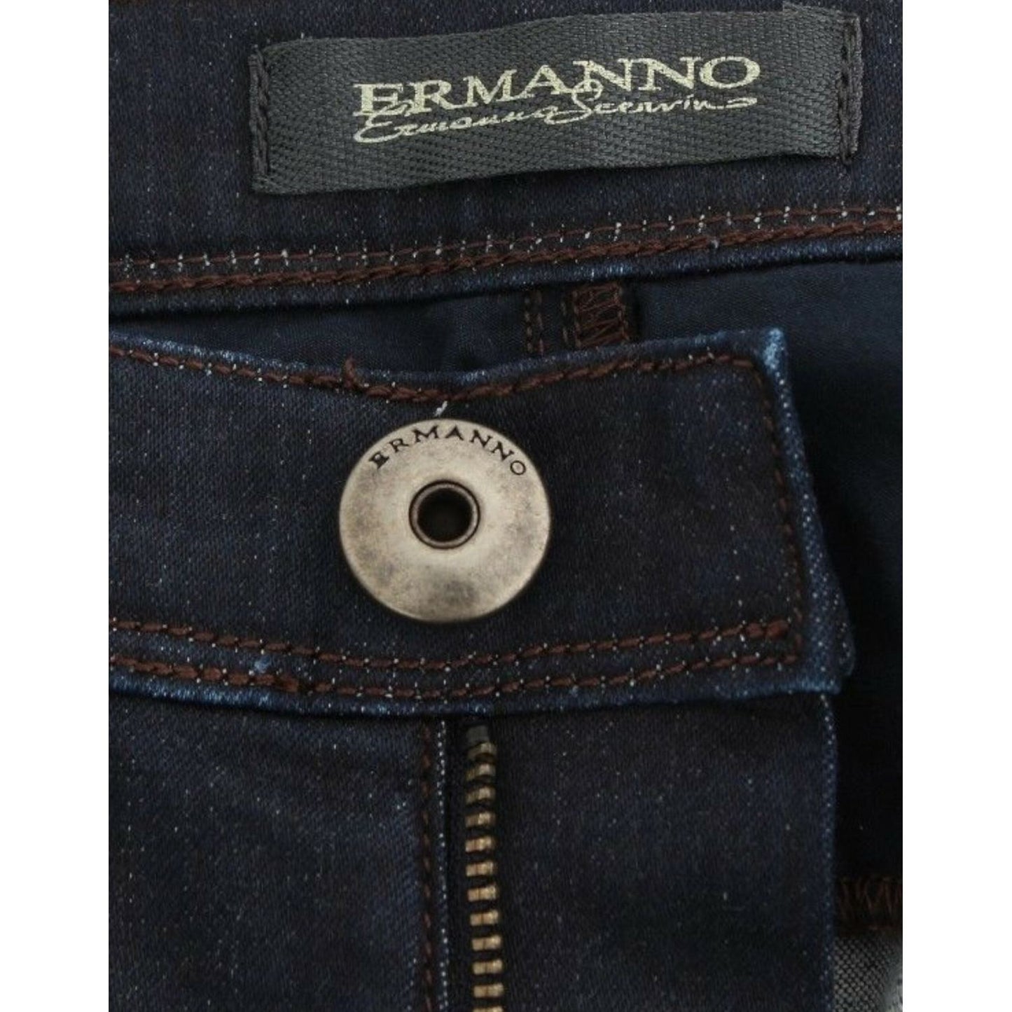 Ermanno Scervino | Chic Dark Blue Slim Jeans for Elegant Style| McRichard Designer Brands   