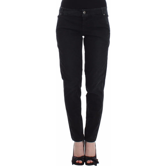 Sleek Black Slim Leg Designer Jeans