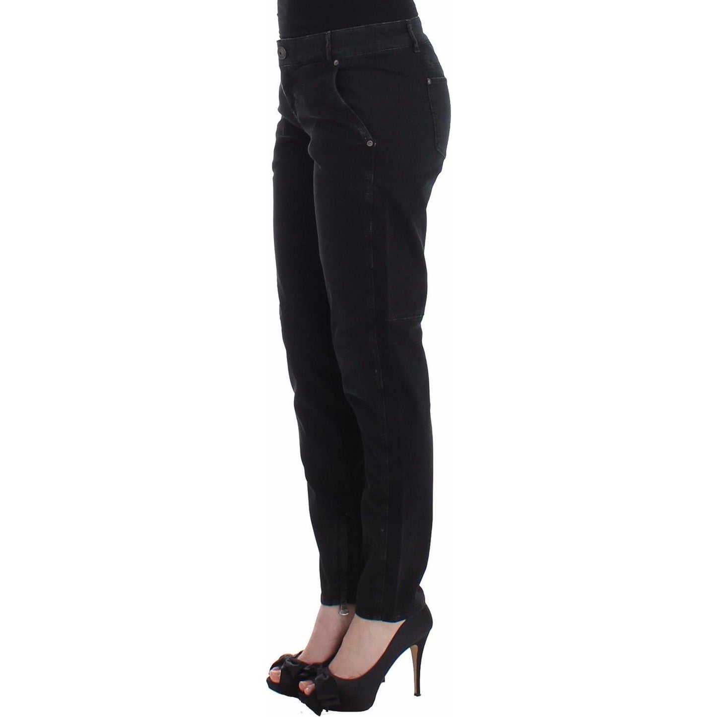 Sleek Black Slim Leg Designer Jeans