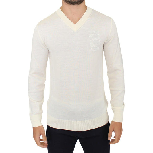 Off-White V-Neck Wool Blend Pullover