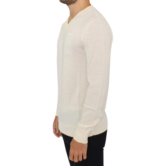 Off-White V-Neck Wool Blend Pullover