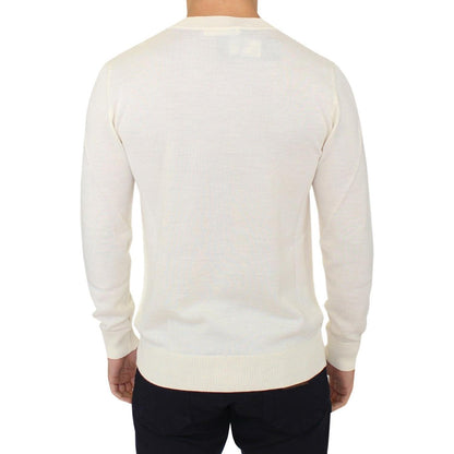 Ermanno Scervino Off White Wool Blend V-neck Pullover Sweater