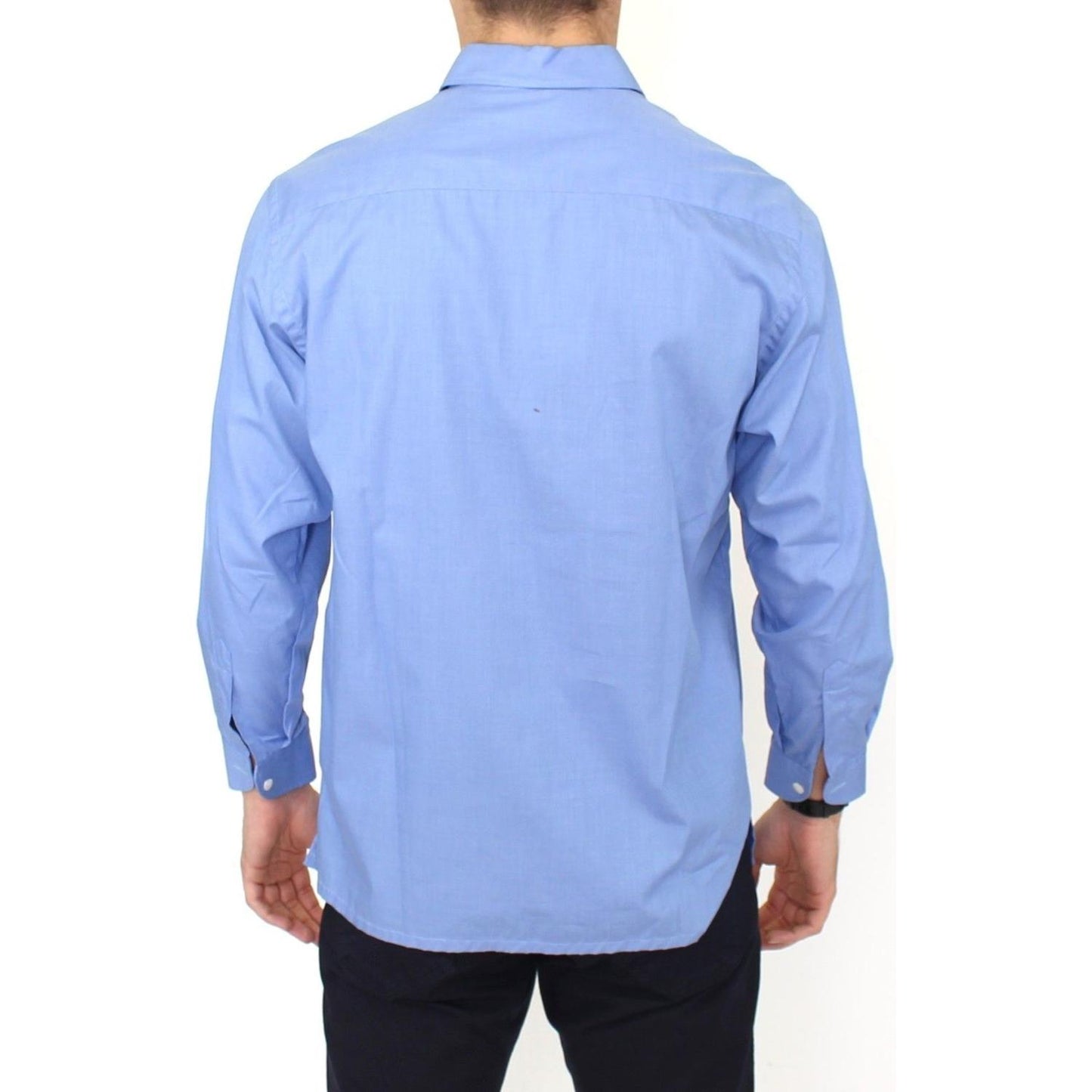 Dapper Blue Cotton Dress Shirt for Men