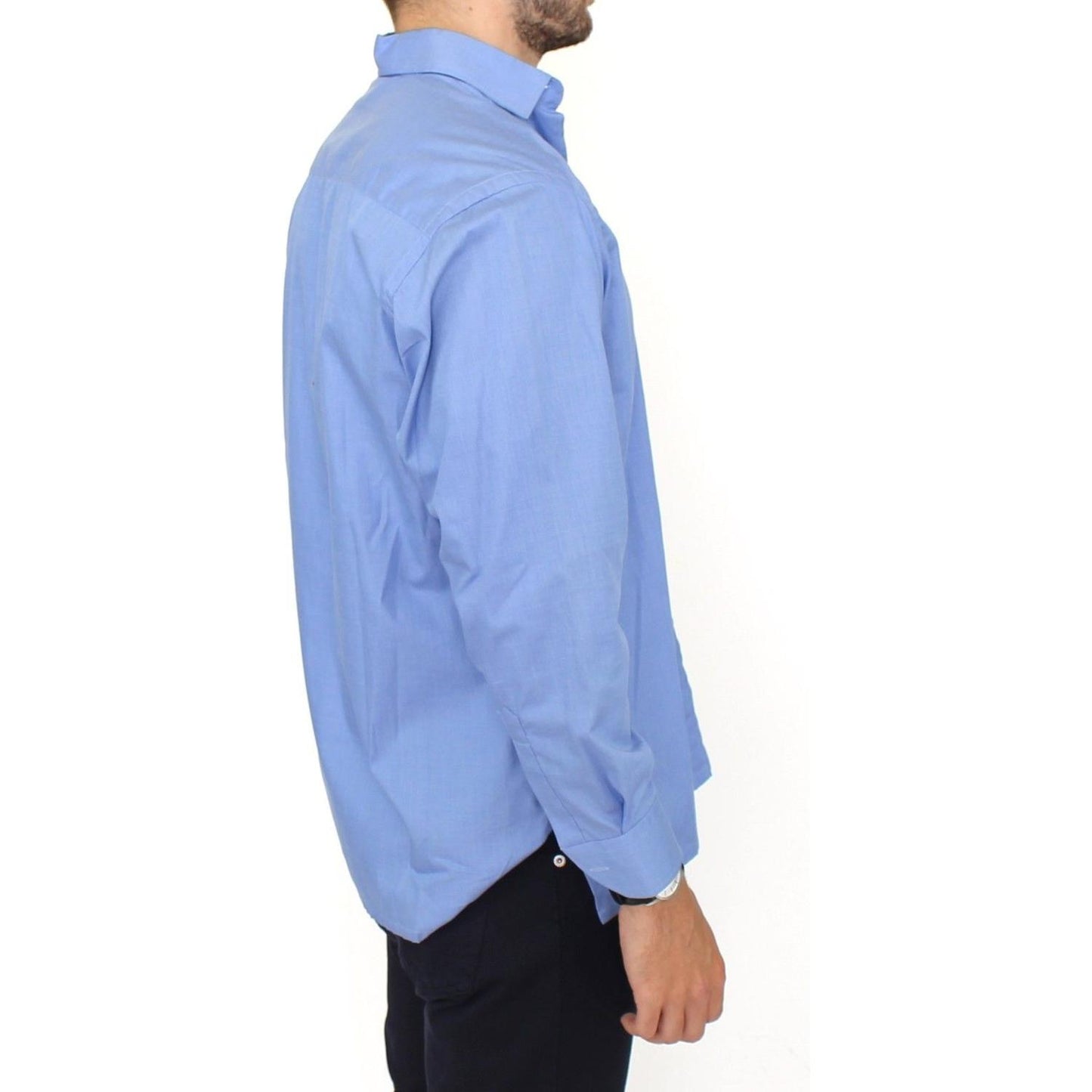 Dapper Blue Cotton Dress Shirt for Men