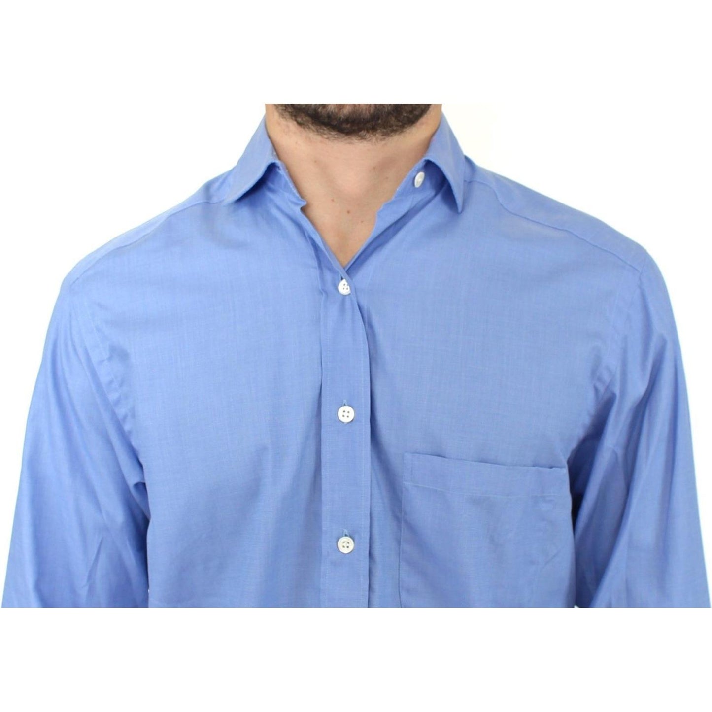 Dapper Blue Cotton Dress Shirt for Men