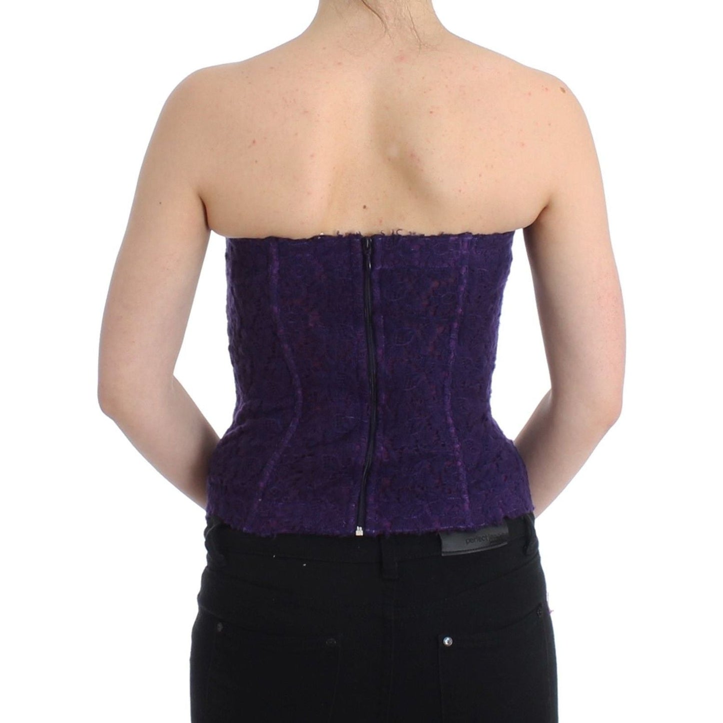 Purple Lace Silk Blend Bustier Corset