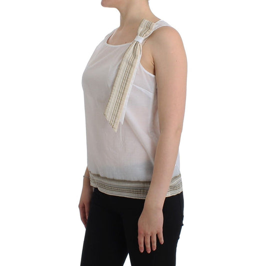 Elegant White Bow-Detailed Sleeveless Top