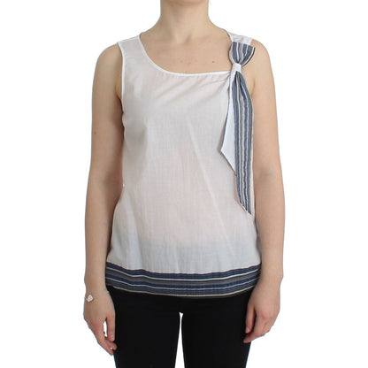 Ermanno Scervino White Blue Top Blouse Tank Shirt Sleeveless