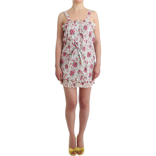 Ermanno Scervino Beachwear Pink Floral Beach Mini Dress Short Dresses