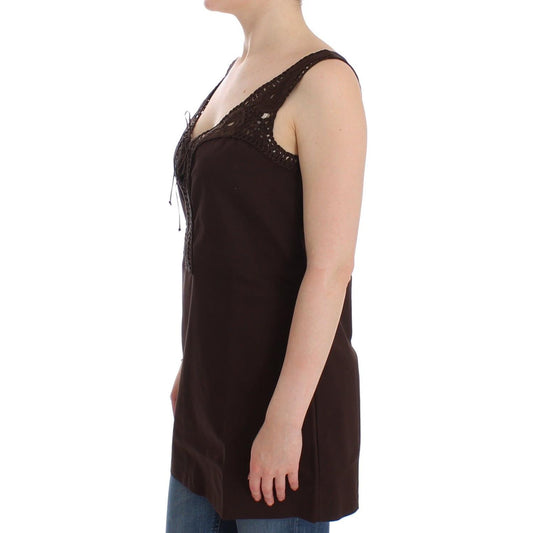 Chic Brown Tunic Cotton Dress Top