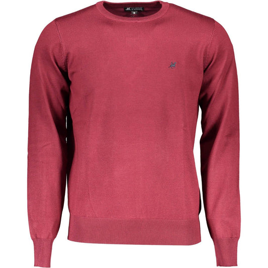 Crimson Nylon Round Neck Sweater