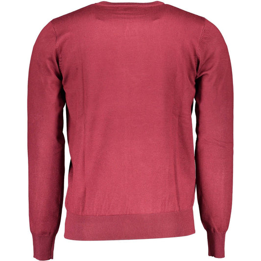 Crimson Nylon Round Neck Sweater