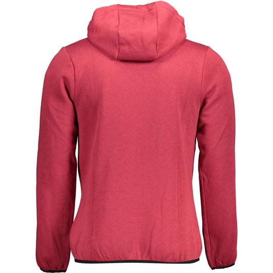 Chic Red Hooded Zip Sweatshirt with Embroidery