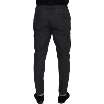 Dolce & Gabbana Gray Checked Cargo Trousers Stretch Pants