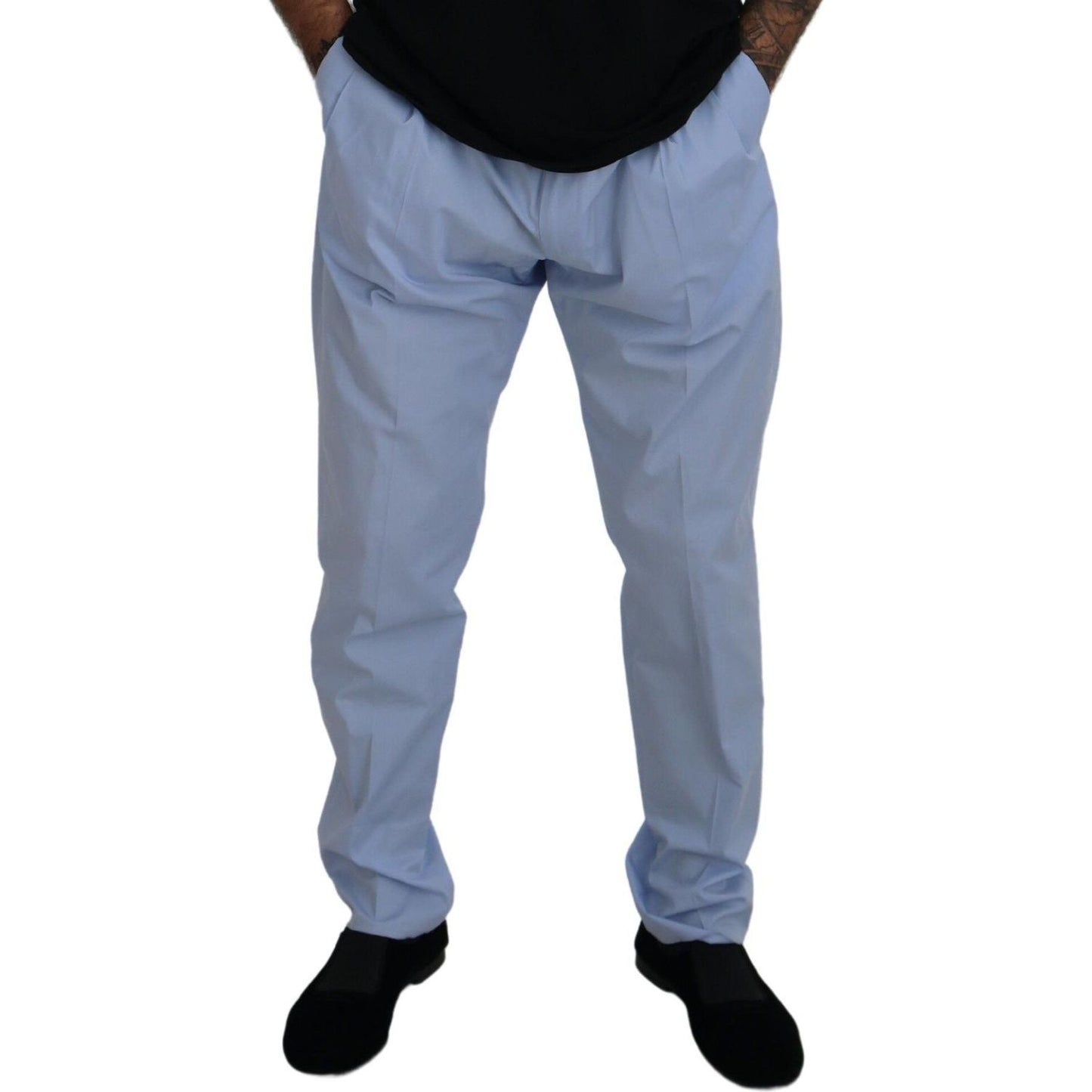 Elegant Slim Fit Chinos In Light Blue