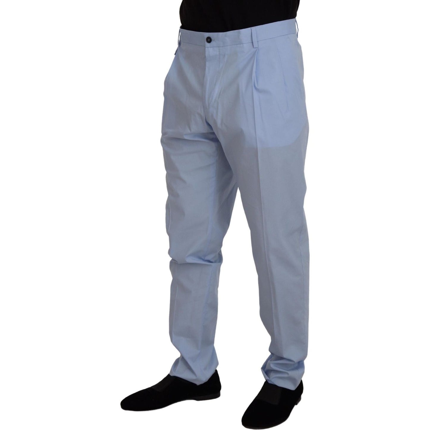 Dolce & Gabbana Blue Cotton Stretch Trousers Chinos Pants