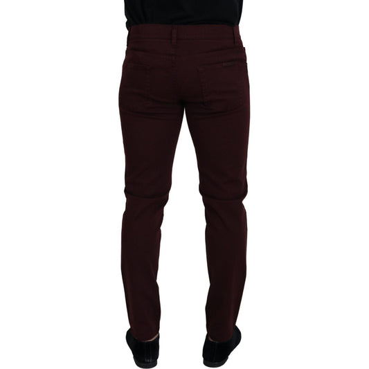 Slim Fit Bordeaux Jeans - Italian Luxury Dolce & Gabbana