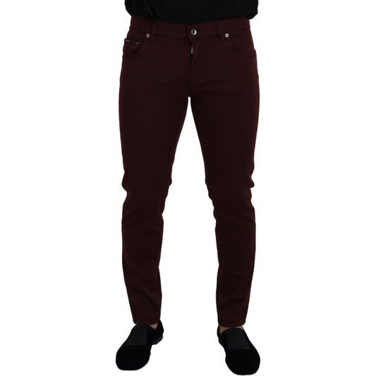 Slim Fit Bordeaux Jeans - Italian Luxury Dolce & Gabbana