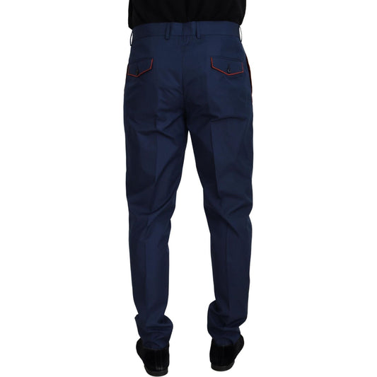 Elegant Slim Fit Chinos in Blue Silk Blend Dolce & Gabbana