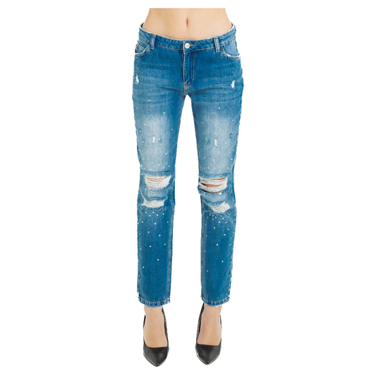 Chic Distressed Straight Leg Jeans