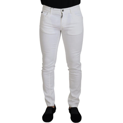 Dolce & Gabbana White Slim Skinny Stretch Cotton Denim Jeans