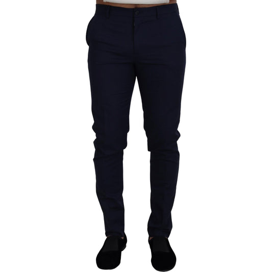 Elegant Slim Fit Blue Dress Pants