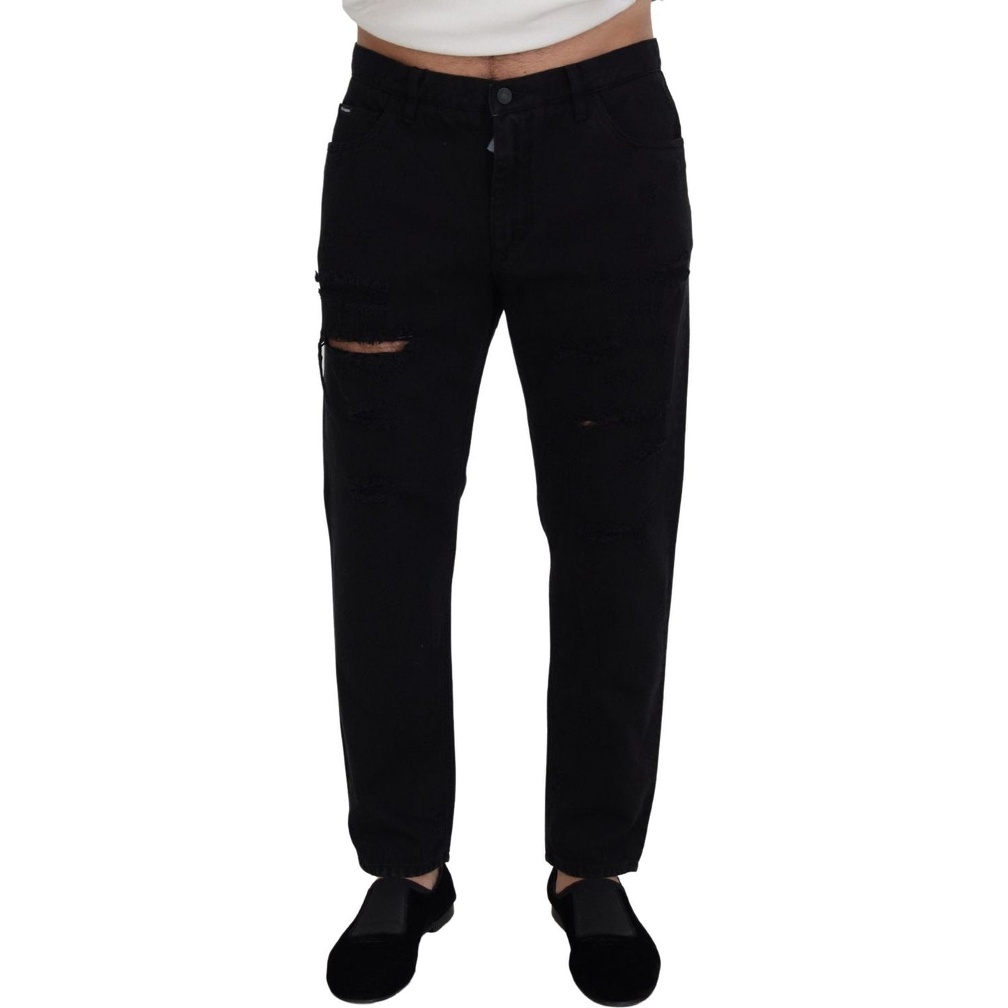 Elegant Black Loose Fit Italian Jeans