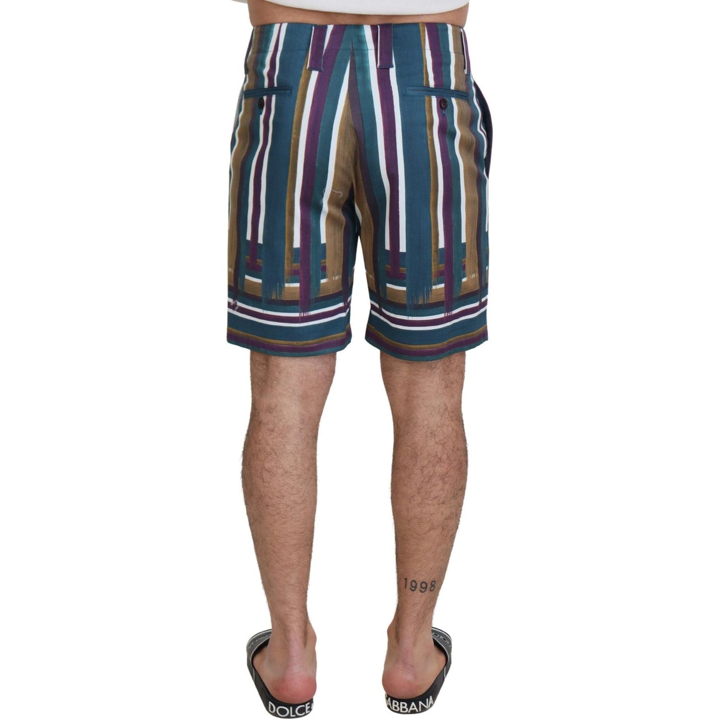 Dolce & Gabbana Multicolor Striped Stretch Cotton Shorts Shorts