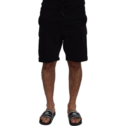 Dolce & Gabbana Black Cotton Bermuda Cargo Shorts Shorts