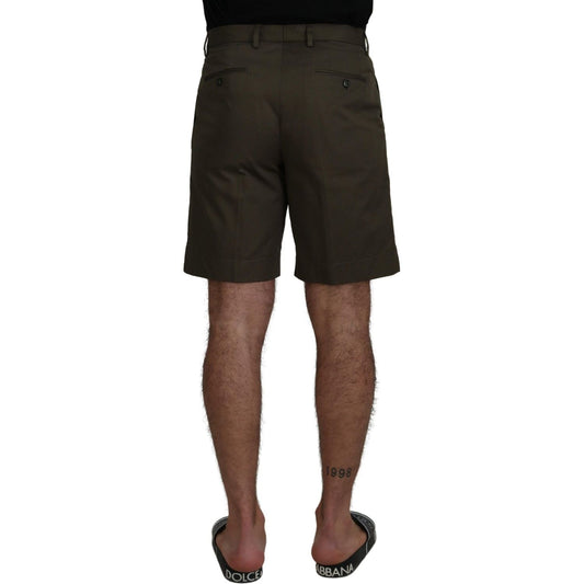 Elegant Green Cotton Chino Shorts