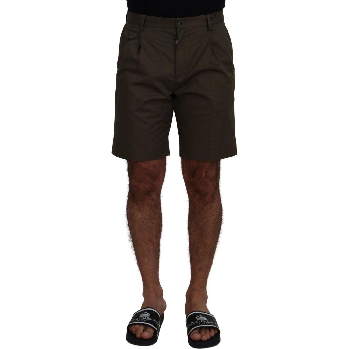 Elegant Green Cotton Chino Shorts