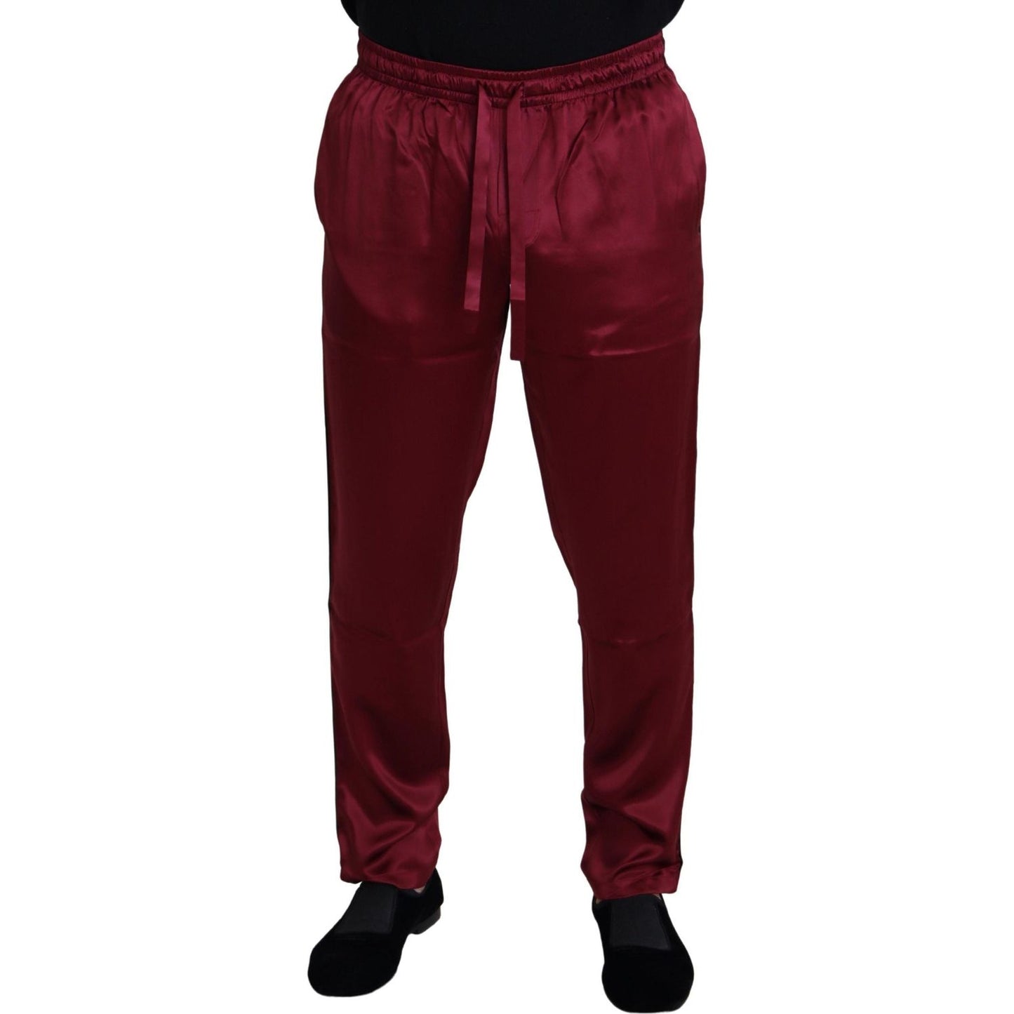 Dolce & Gabbana Bordeaux Silk DG Sleep Lounge Pants Jeans & Pants