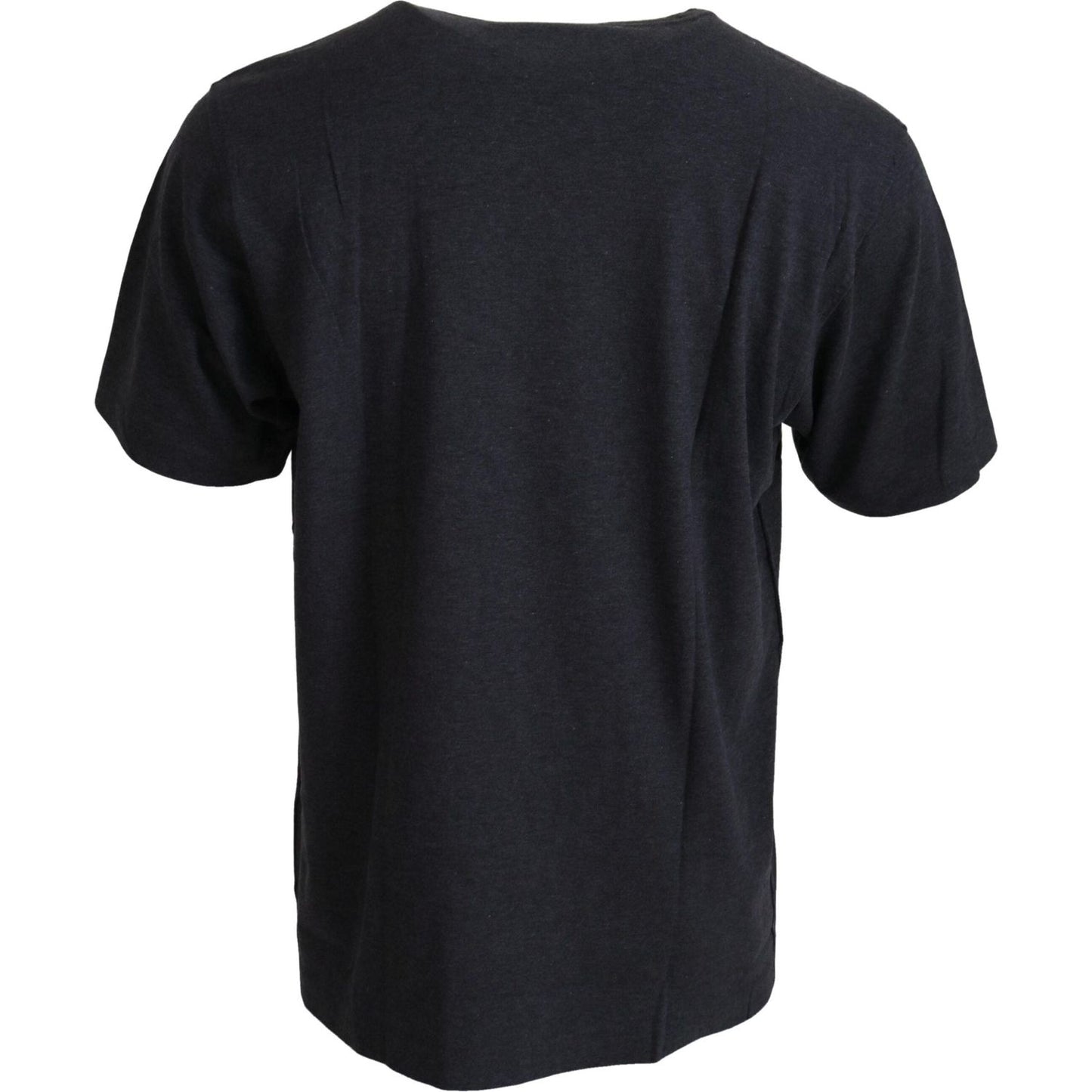 Elegant Gray Motive Crew Neck T-Shirt