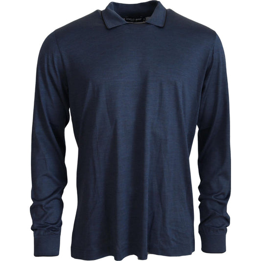 Sophisticated Silk Polo Sweater in Blue