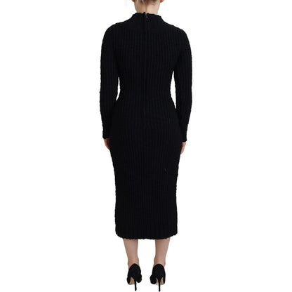Dolce & Gabbana Black Wool Knitted Sheath Sweater Dress Dolce & Gabbana
