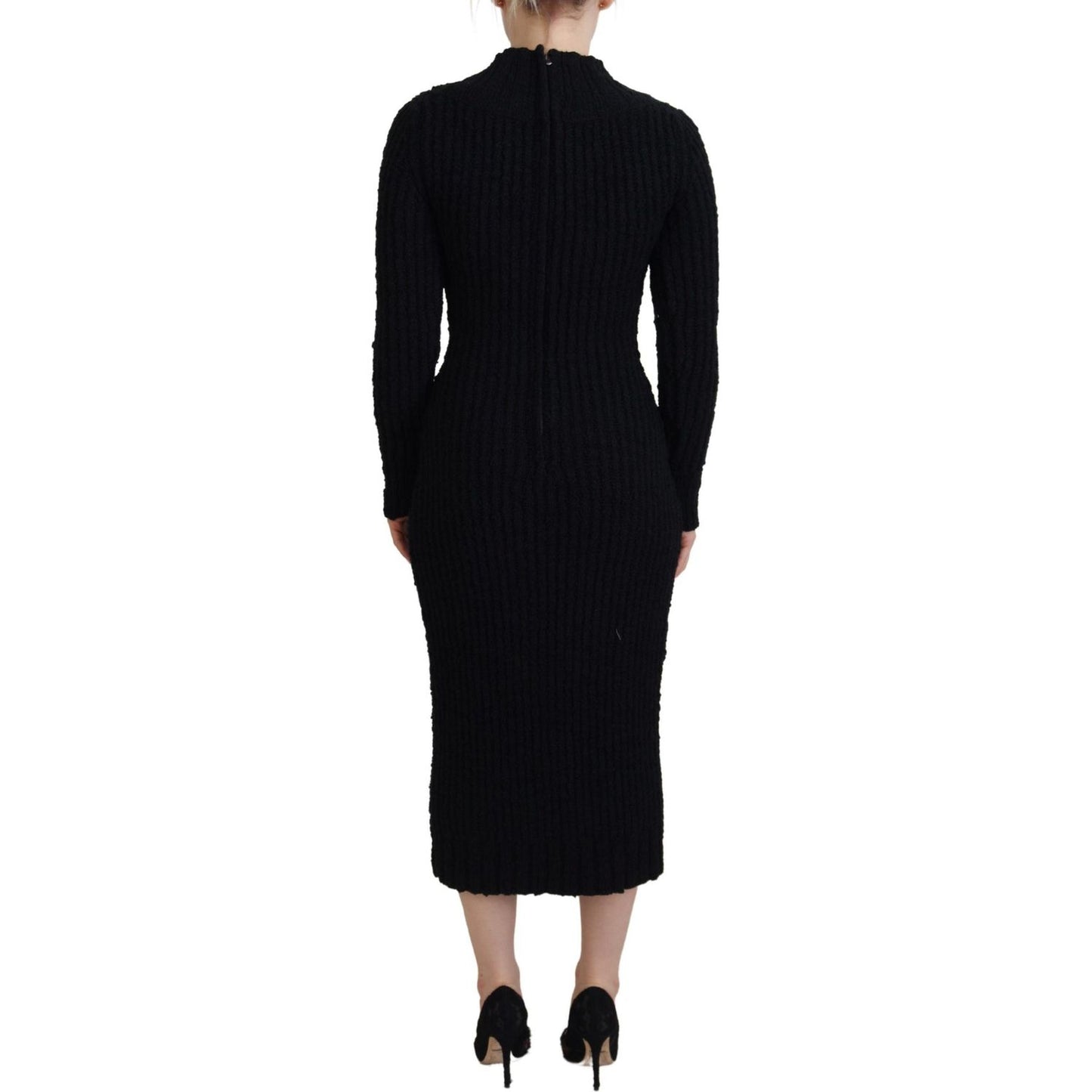 Elegant Black Wool Blend Sweater Dress