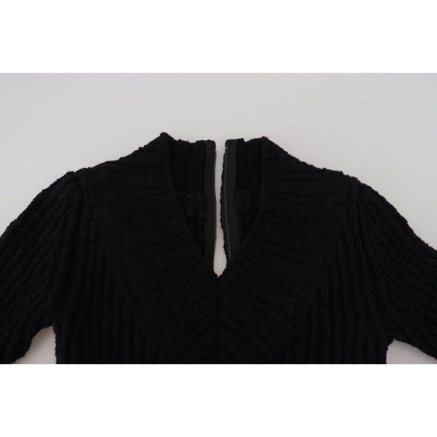 Dolce & Gabbana Black Wool Knitted Sheath Sweater Dress Dolce & Gabbana