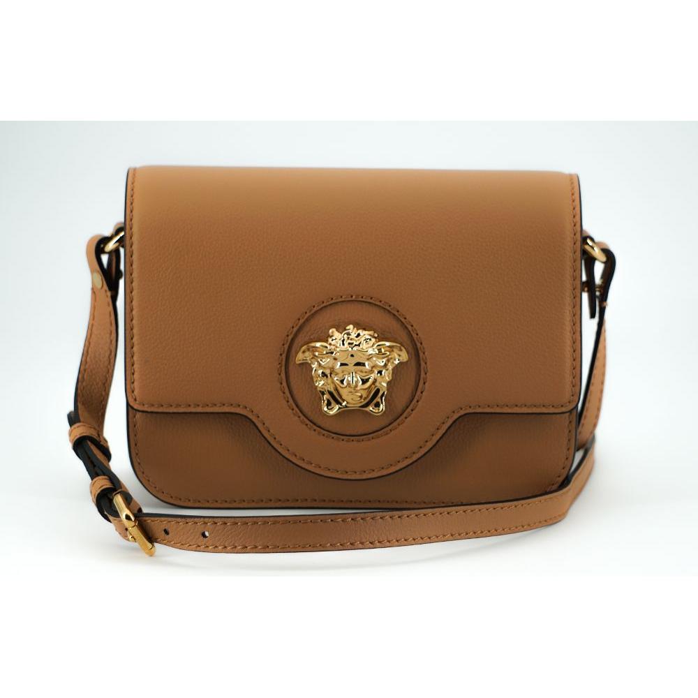 Versace Brown Calf Leather Shoulder Bag WOMAN SHOULDER BAGS