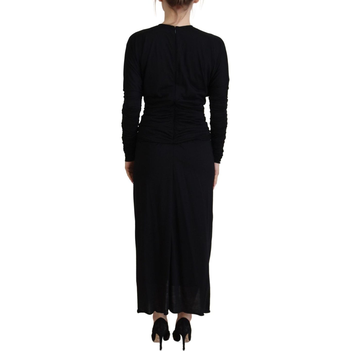 Elegant Sheath Wrap Dress with Long Sleeves